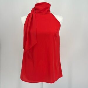 Banana Republic Factory Tie Neck Halter Top Women’s Size XS in Bright Red Orange